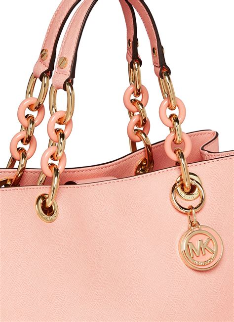 michael kors cynthia medium satchel handbag pink with gold hardware|Michael Kors Cynthia Saffiano Leather Satchel .